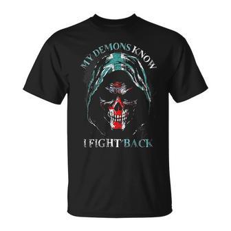 My Demons Know I Fight Back On Back T-Shirt - Thegiftio UK