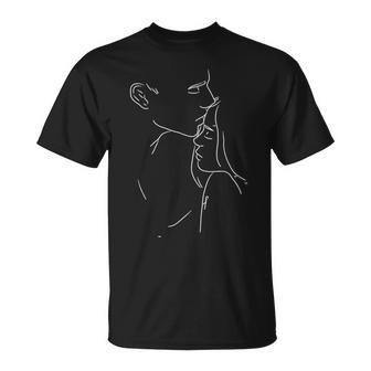 Dibujo Artístico Pareja Besándose Amor Look Pareja Camiseta unisex - Regaloses