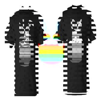 Divertente Tasca Coniglio Bianco Lgbt Animale Arcobaleno Bandiera Gay Orgoglio Maglietta - Novitaregali