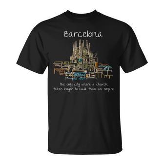 Divertido Recuerdo De Barcelona España Regalo Artístico Dibujado A Mano Camiseta unisex - Regaloses