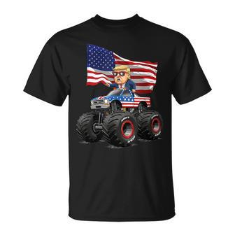 Donad Trump Monster Truck 4Th Of July Usa Flag T-Shirt - Thegiftio UK
