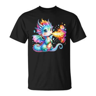 Dragón X Lindo Dragón Arcoíris Que Respira Fuego X Baby Dragon Camiseta unisex - Regaloses