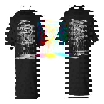 Dripping Paint Boombox Old School 80S Music Hip Hop T-Shirt | Mazezy