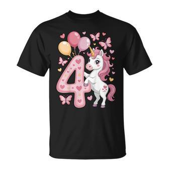 Einhorn 4 Geburtstag Mädchen 4 Jahre Alt Pferde Ich Bin 4 T-Shirt - Geschenkecke