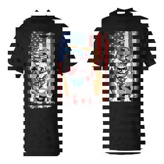 English Bulldog 4Th Of July Dog Patriotic Usa Flag Man Woman T-Shirt - Thegiftio