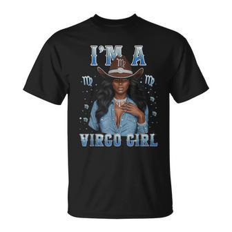 Fabulous Im A Virgo Girl Zodiac Birthday Cowboy Hat Denim T-Shirt - Thegiftio UK
