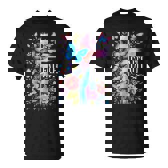 Faith Christian Floral Butterflies Christ Religious Jesus T-Shirt - Monsterry