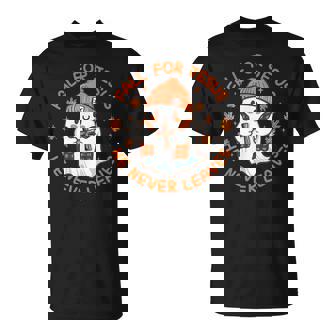 Fall For Jesus He Never Leave Cute Ghost Retro Halloween T-Shirt - Monsterry