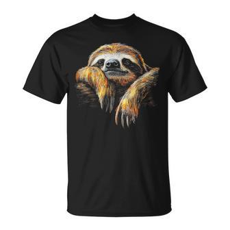 Faultier Tier Motiv Zeichnung Kunstwerk Faultier T-Shirt - Geschenkecke