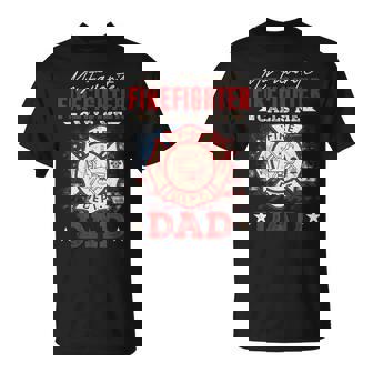 My Favorite Firefighter Calls Me Dad Usa Flag Fathers Day T-Shirt - Thegiftio