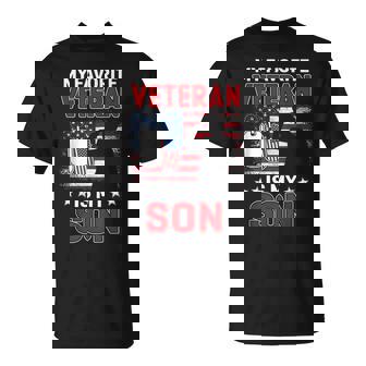 My Favorite Veteran Is My Son Usa Flag Veterans Day T-Shirt - Monsterry