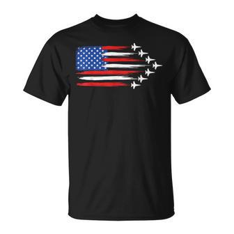 Fighter Jet Airplane American Flag Fighter Jets 4Th Of July T-Shirt - Thegiftio UK