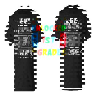 First Day Of 1St Grade Level Unlocked Game Back To School T-Shirt - Monsterry
