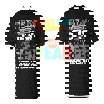 First Day Of My Last Year In Preschool Back To School T-Shirt - Monsterry