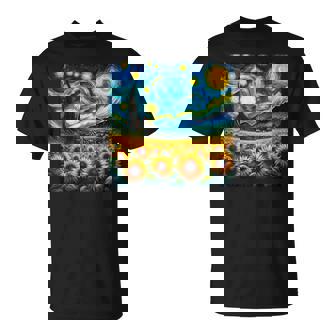 Flor Floral De Girasol Estiloan Gogh Arte De Noche Estrellada Camiseta unisex - Regaloses