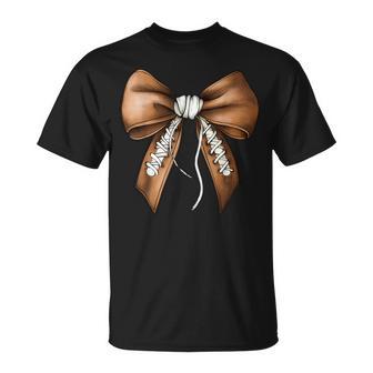 Football Coquette Bow Cute Football Game Day T-Shirt - Monsterry