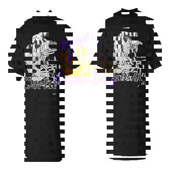 Football Drip Game Day Sports Football Mom Go Cheer Purple T-Shirt | Seseable CA