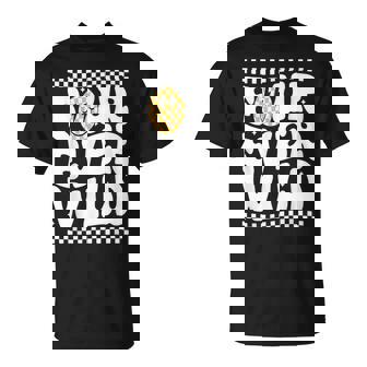 Four Ever Wild 4 Year Old Birthday Happy Dude Checkered T-Shirt - Thegiftio UK
