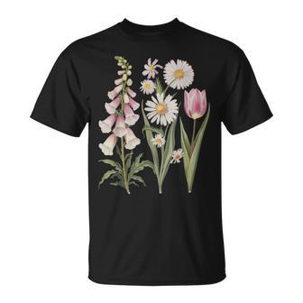 Foxglove Daisy Tulip Wildflower Garden Harmony T-Shirt - Thegiftio UK