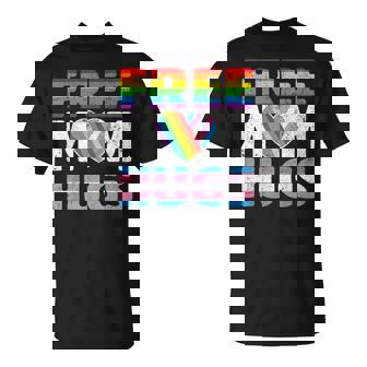 Free Mom Hugs Pride Mom Lgbtq Heart Rainbow Transgender Flag T-Shirt - Thegiftio