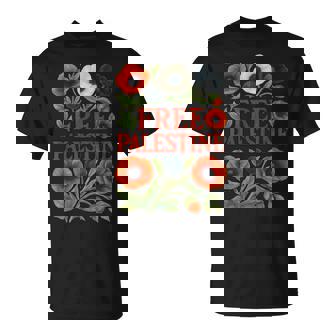 Free Palestine Flower Palestine Clothing Support Gaza T-Shirt - Monsterry
