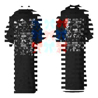 4Th Of July Red White And Blue American Coquette Bows T-Shirt - Thegiftio UK