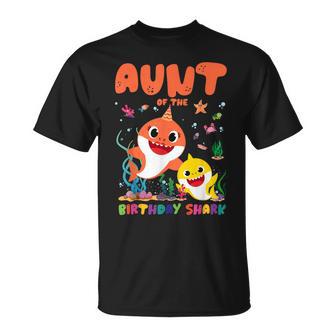 Birthday Boy Girl Aunt Of The Birthday Family Shark T-Shirt - Thegiftio