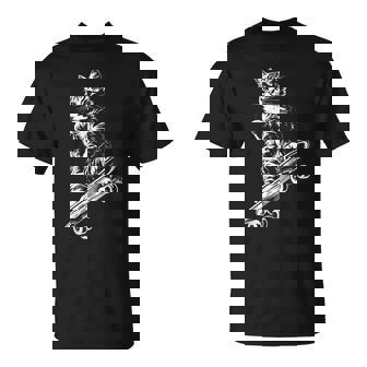 Cat Skateboard Skater Graphic T-Shirt - Thegiftio