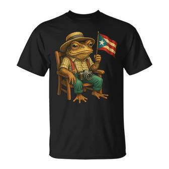 Coqui Frog Puerto Rico Flag Taino Boricua Hispanic T-Shirt - Monsterry