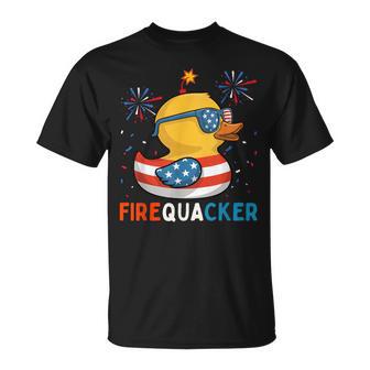 Duck Firequacker American Flag Patriotic 4Th Of July T-Shirt - Thegiftio UK