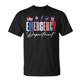 Emergency Department Er Nurse Usa Flag 4Th Of July T-Shirt - Thegiftio UK