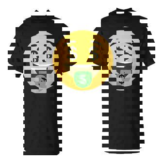 Emoticon Dollar Mouth Face With Money Sign Eyes Rich T-Shirt | Seseable FR