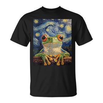 Frog Graphic Van Gogh Style Starry Night T-Shirt - Monsterry