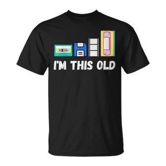 I'm This Old 1980S Cassette Vhs Floppy Disk Retro Tech T-Shirt - Thegiftio UK
