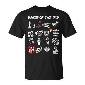 Nerdy Iconic Pop Rock Bands Of The 80S White T-Shirt - Thegiftio UK