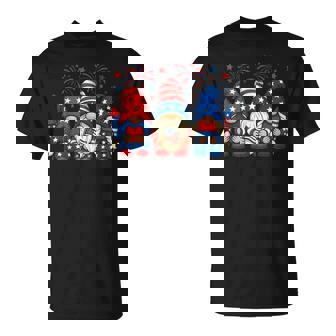 Patriotic Flag Fireworks 4Th Of July Gnomes T-Shirt - Thegiftio