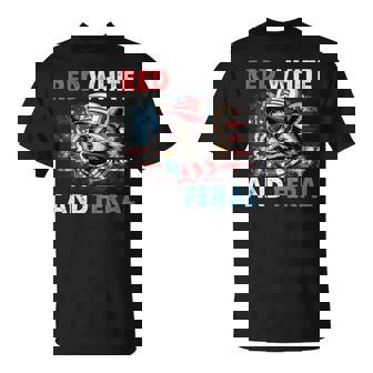 Raccoon 4Th Of July Patriotic Flag Red White And Feral T-Shirt - Monsterry