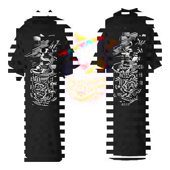 Skeleton Mariachi Guitar Pocket Cinco De Mayo Mexican T-Shirt - Thegiftio UK