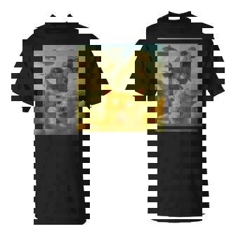 Surprised Scared Cat Selfie T-Rex Dinosaur Bigfoot Ufo T-Shirt - Monsterry