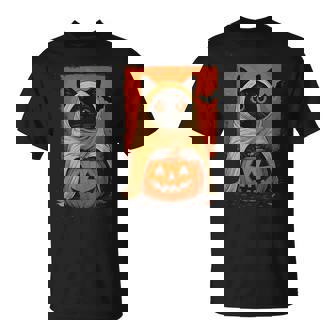 Vintage Black Cat Halloween Pumpkin Spooky Ghost Women T-Shirt | Mazezy