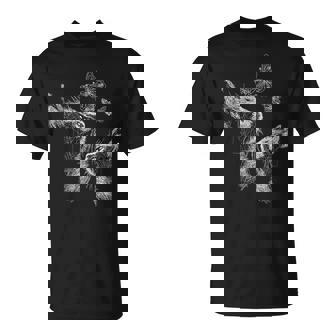 Gato Con Gatito Y Mariposas Arte Del Garabato Cuello Camiseta unisex - Regaloses