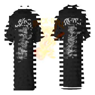 Gato Rockero Con Guitarra Eléctrica Estilo Rock And Roll Camiseta unisex - Regaloses