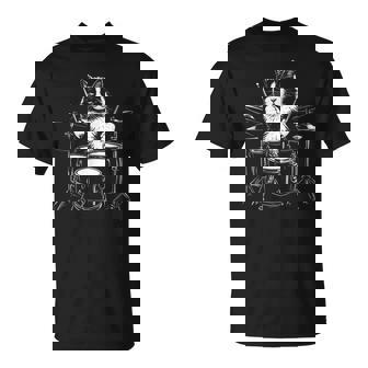 Gato Tocando Batería Percusión Camiseta unisex - Regaloses