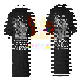Gay Pride Month We Are All Human Hands Lgbtq Ally Rainbow T-Shirt | Mazezy