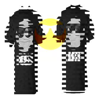 Girl & Boy Boss サングラス 顔文字シャツ クールな顔 Tシャツ - Kawaiitshirt