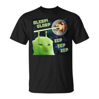 Glerp Glorp Zep Zep Cat Silly Alien Meme Cat Meme Brainrot T-Shirt - Thegiftio UK