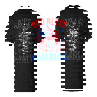 God Bless America Coquette Bow Cross 4Th July Christian T-Shirt - Thegiftio