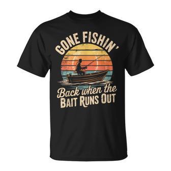 Gone Fishin’ Back When The Bait Runs Out Vintage T-Shirt - Thegiftio UK