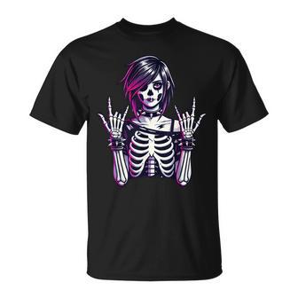 Goth Girl Emo Punk Skeleton Grunge T-Shirt - Thegiftio