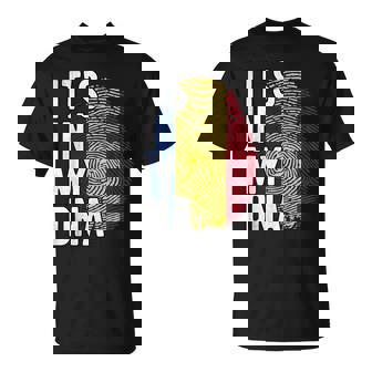 Gracioso Está En Mi Adn Rumania Bandera Huella Digital Camiseta unisex - Regaloses
